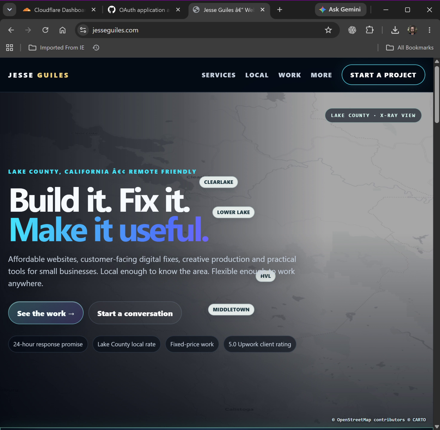 Jesse Guiles website in a browser