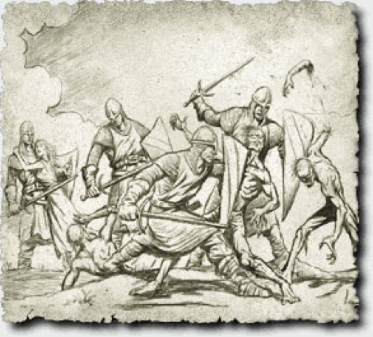 Original Myth II warrior battle reference art