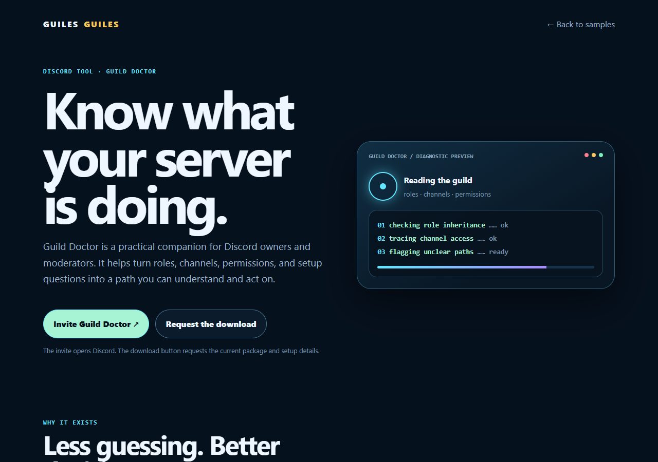 Guild Doctor’s Discord roles and permissions product presentation
